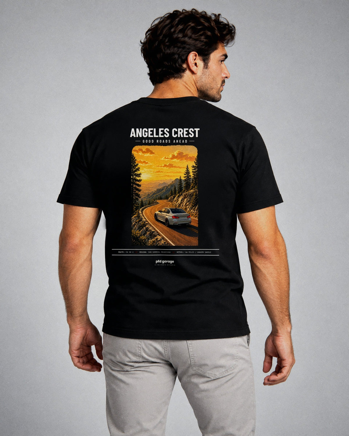 Good Roads Angeles Crest tee in black, back