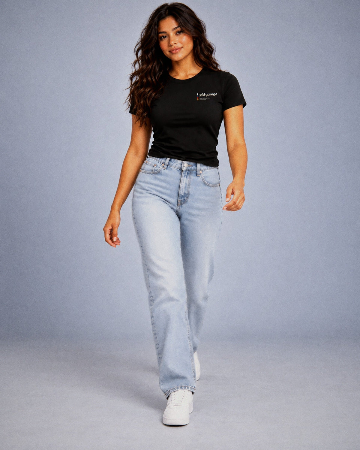 Women's Crew Tee in black, full length